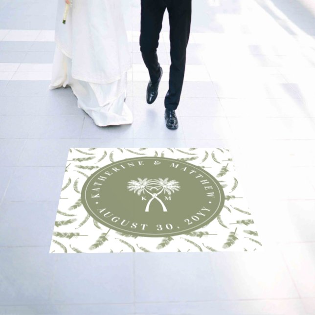 Knotted Palm Trees Tropical Destination Wedding Floor Decals (Wedding)