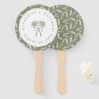 Knotted Palm Trees Tropical Destination Wedding Hand Fan