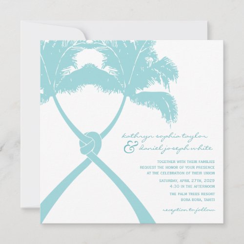 Knot Palm Trees Beach Tropical Wedding Modern Chic Personalized Invitation