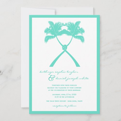 Knot Palm Trees Beach Tropical Wedding Modern Chic Personalized Invitations