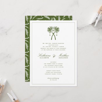 Knotted Palm Trees Tropical Destination Wedding Invitation by fatfatin_blue_knot at Zazzle