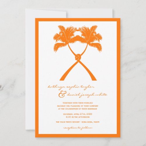 Knot Palm Trees Beach Tropical Wedding Modern Chic Personalized Invitations