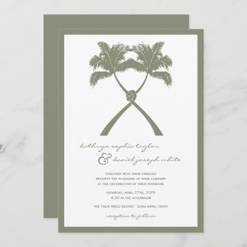 Knotted Palm Trees Tropical Destination Wedding Invitation