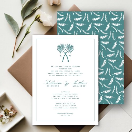 Knotted Palm Trees Tropical Destination Wedding Invitation