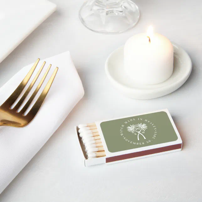 Knotted Palm Trees Tropical Destination Wedding Matchboxes | Zazzle