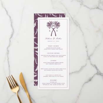 Knotted Palm Trees Tropical Destination Wedding Menu by fatfatin_blue_knot at Zazzle