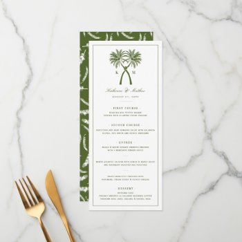 Knotted Palm Trees Tropical Destination Wedding Menu by fatfatin_blue_knot at Zazzle