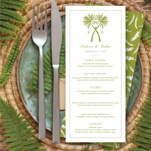 Knotted Palm Trees Tropical Destination Wedding Menu