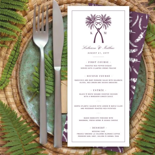 Knotted Palm Trees Tropical Destination Wedding Menu