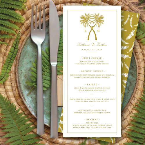 Knotted Palm Trees Tropical Destination Wedding Menu