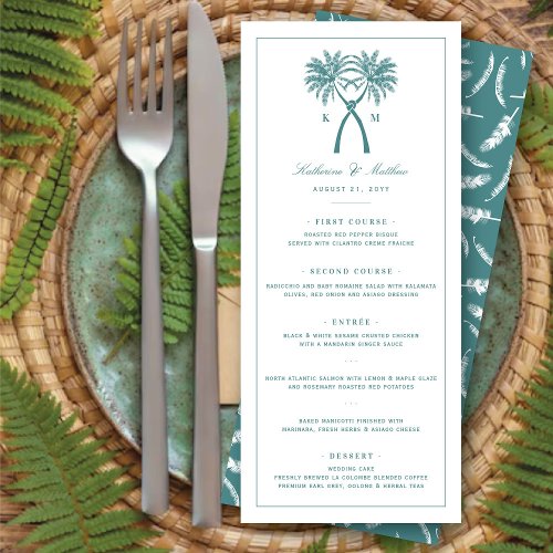 Knotted Palm Trees Tropical Destination Wedding Menu