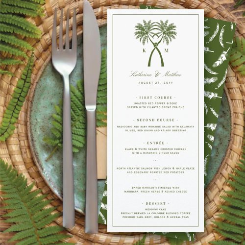 Knotted Palm Trees Tropical Destination Wedding Menu