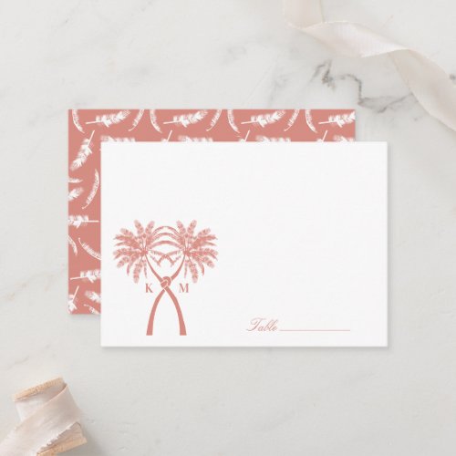 Knotted Palm Trees Tropical Destination Wedding Place Card