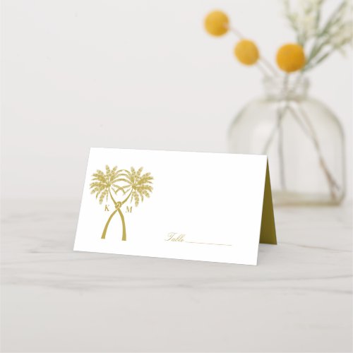 Knotted Palm Trees Tropical Destination Wedding Place Card