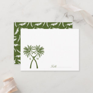 Knotted Palm Trees Tropical Destination Wedding Place Card
