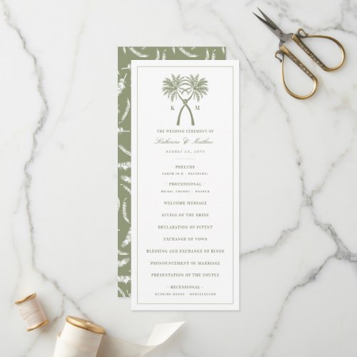 Knotted Palm Trees Tropical Destination Wedding Program