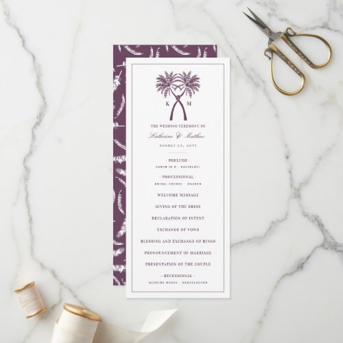 Knotted Palm Trees Tropical Destination Wedding Program