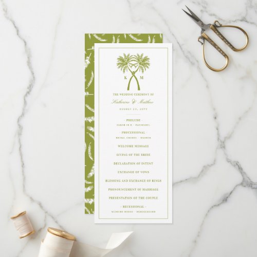 Knotted Palm Trees Tropical Destination Wedding Program