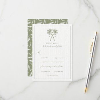 Knotted Palm Trees Tropical Destination Wedding Rsvp Card by fatfatin_blue_knot at Zazzle