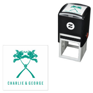 Knotted Palm Trees Tropical Destination Wedding Self-inking Stamp