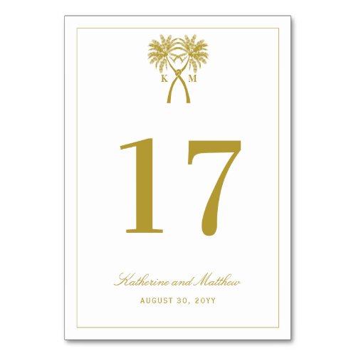 Knotted Palm Trees Tropical Destination Wedding Table Number