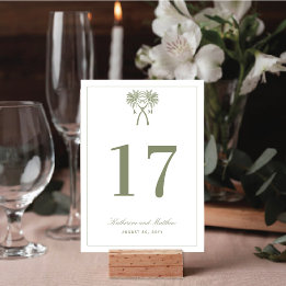 Knotted Palm Trees Tropical Destination Wedding Table Number