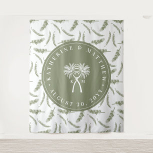 Knotted Palm Trees Tropical Destination Wedding Tapestry
