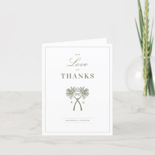 Knotted Palm Trees Tropical Destination Wedding Thank You Card