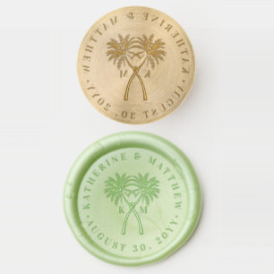 Knotted Palm Trees Tropical Destination Wedding Wax Seal Stamp