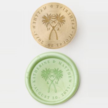 Knotted Palm Trees Tropical Destination Wedding Wax Seal Stamp by fatfatin_blue_knot at Zazzle