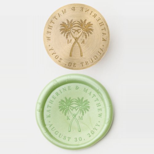 Knotted Palm Trees Tropical Destination Wedding Wax Seal Stamp