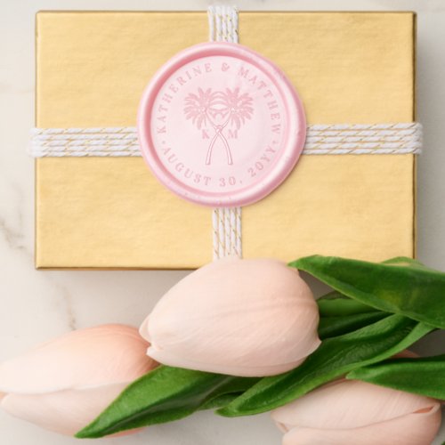 Knotted Palm Trees Tropical Destination Wedding Wax Seal Sticker