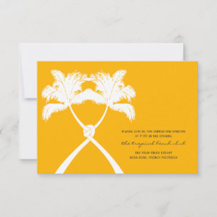 Knotted Palm Trees Tropical Wedding Reception Card