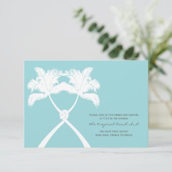 Knotted Palm Trees Tropical Wedding Reception Card | Zazzle