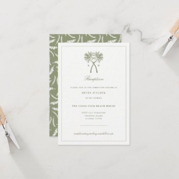 Knotted Palm Trees Tropical Wedding Reception Card by fatfatin_blue_knot at Zazzle