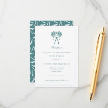 Knotted Palm Trees Tropical Wedding Reception Enclosure Card by fatfatin_blue_knot at Zazzle