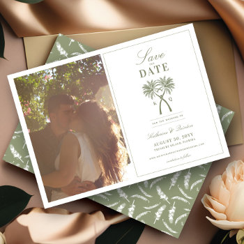 Knotted Palm Trees Tropical Wedding Save The Date Invitation by fatfatin_blue_knot at Zazzle