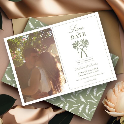 Knotted Palm Trees Tropical Wedding Save The Date Invitation