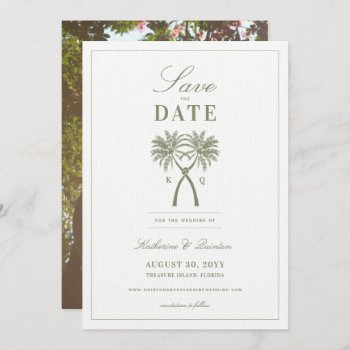 Knotted Palm Trees Tropical Wedding Save The Date Invitation by fatfatin_blue_knot at Zazzle