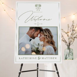 Knotted Palm Trees Tropical Wedding Welcome Sign