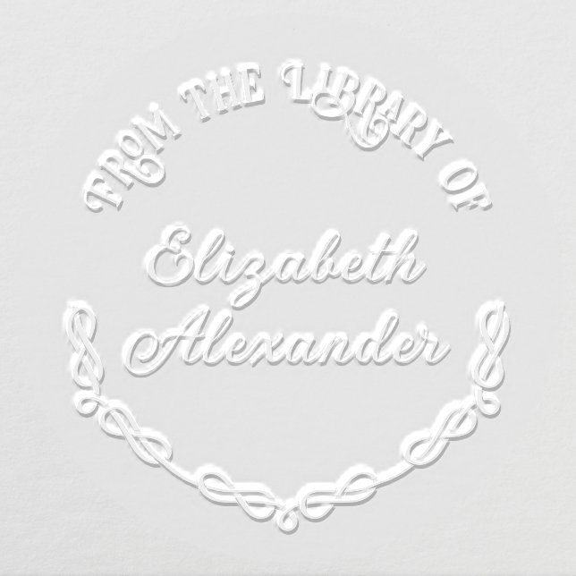 Knotted Round Wreath Frame Library Book Name Embosser (Design)