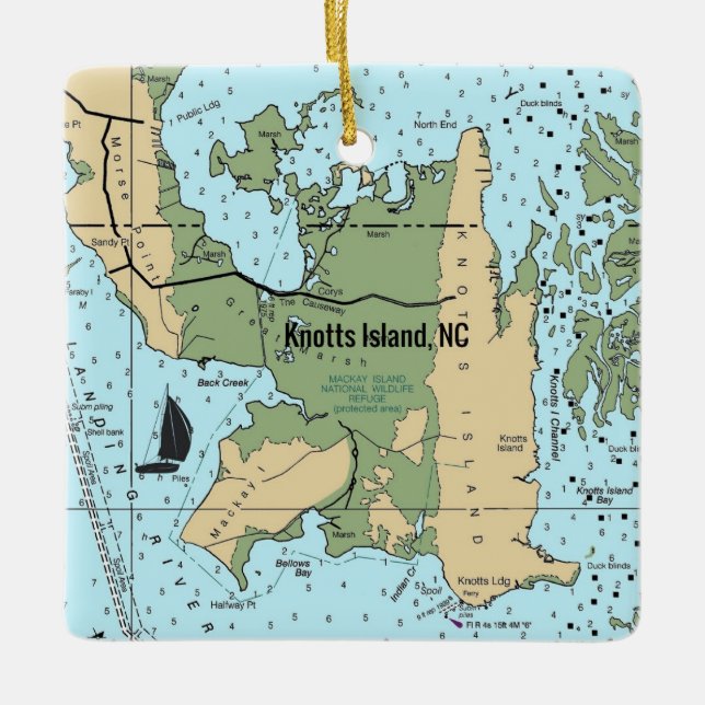 Knotts Island North Carolina Ceramic Ornament (Front)