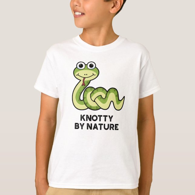 Knotty By Nature Funny Snake Pun  T-Shirt (Front)