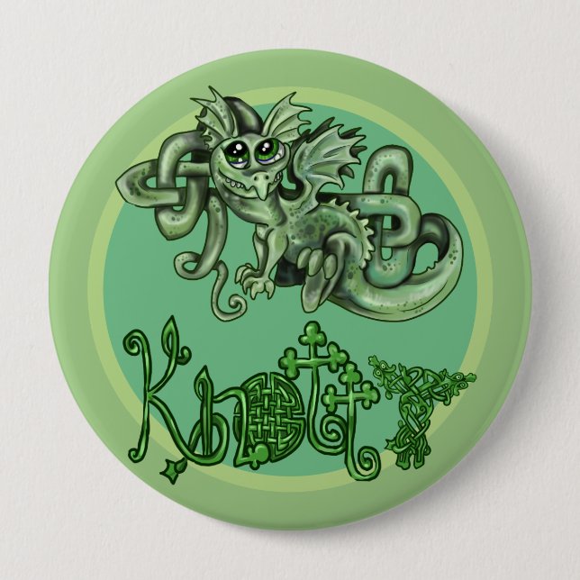 Knotty! Celtic Knot lil Dragon ~Buttons Button (Front)