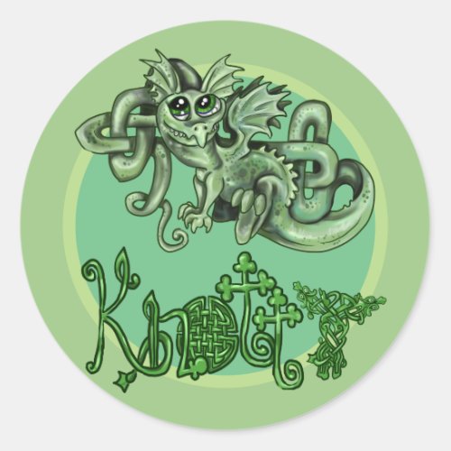 Knotty lil Dragonceltic knot Classic Round Sticker