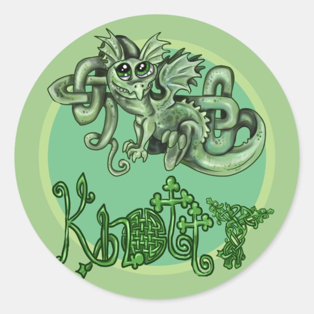 Knotty lil Dragon~celtic knot Classic Round Sticker (Front)