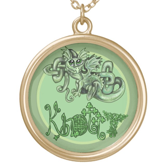 Knotty lil Dragon~ celtic knot Gold Plated Necklace (Front)