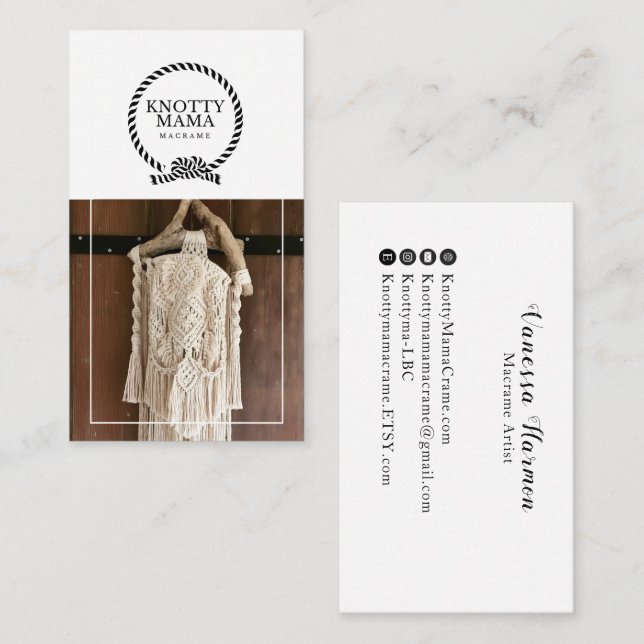 Knotty Mama White Border Business Card (Front/Back)