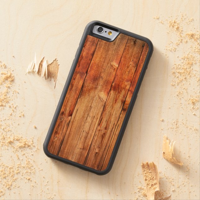 Knotty pine carved wood iPhone case (In Situ)
