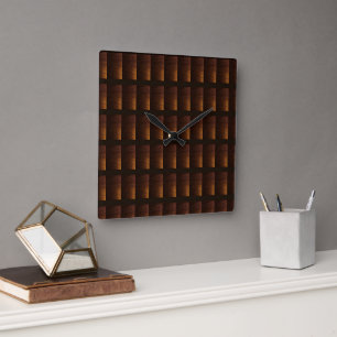 Knotty Pine Panels Square Wall Clock